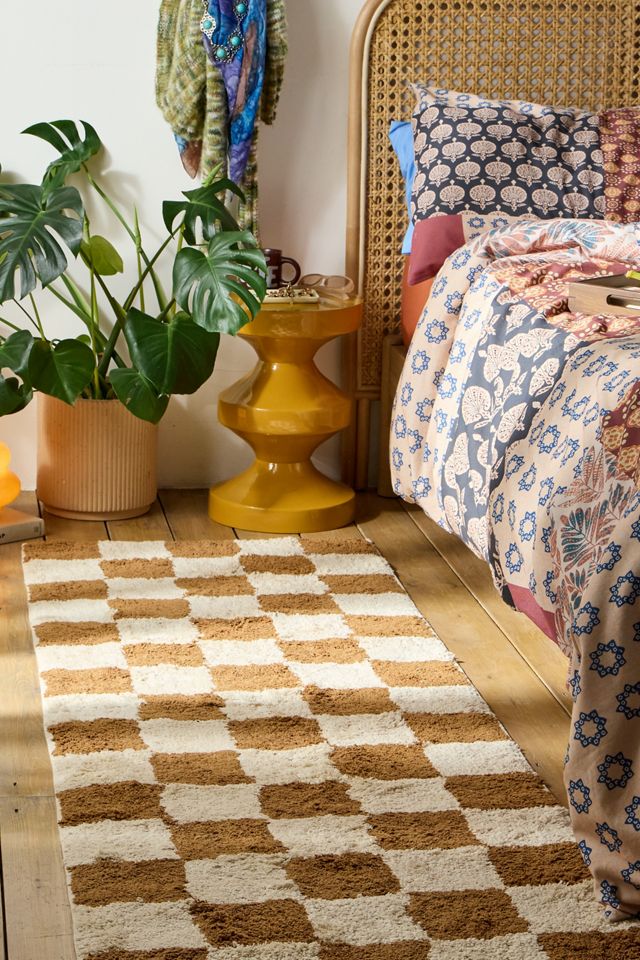 Shaggy Check Terracotta 2X6ft / 60x180cm Rug #2