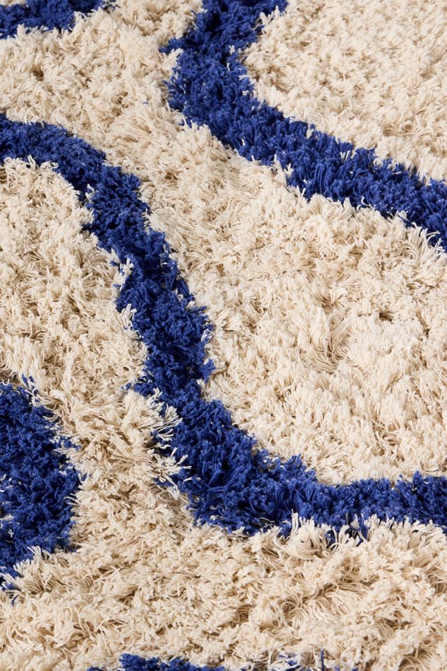 Tappeto Shaggy Blu con Motivo a Spirale 5x7ft / 150x210cm #1