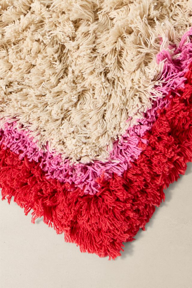 Shaggy Rosa & Roter Rand 2x3ft / 60x90cm Teppich #1