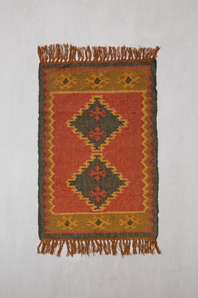 Hand-Made Red Geo 60x90 Rug | Urban Outfitters UK