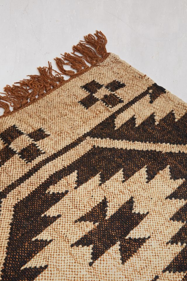 Hand-Made Black and White Geo 60x90 Rug | Urban Outfitters UK
