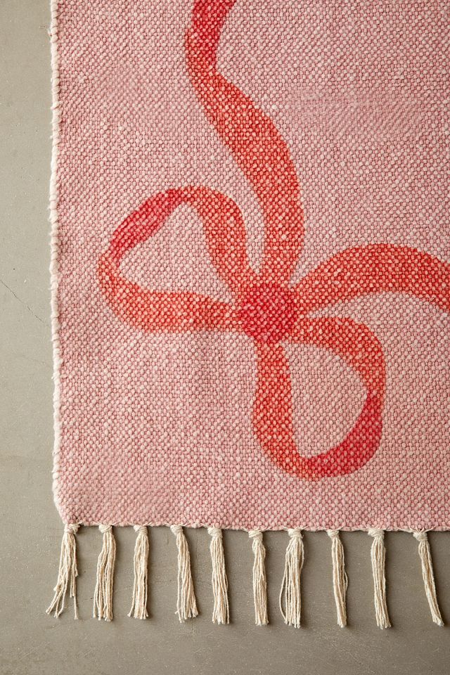 Pink Lacey Bows 5x7 Rug #3