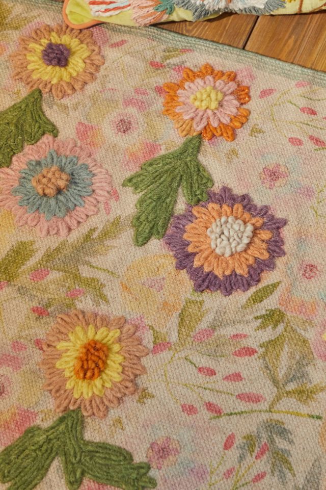 Floral Embroidered 2x3 Rug | Urban Outfitters UK