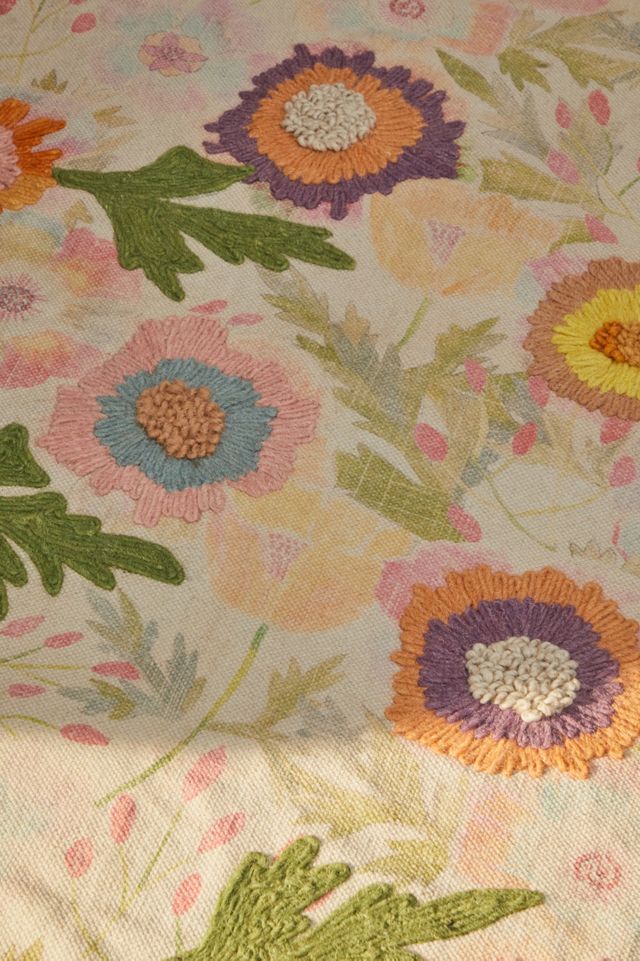 Floral Embroidered 4x6 Rug #2