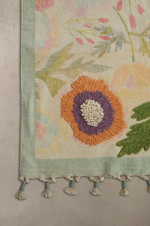 Floral Embroidered 4x6 Rug #3