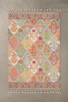 Wildflower Embroidered 4x6 Rug