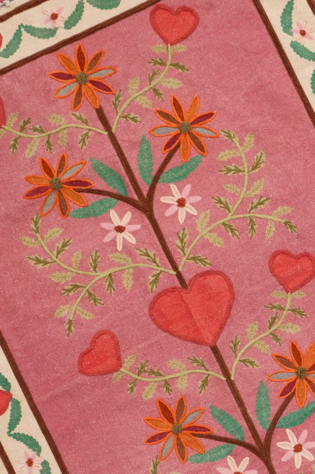 Heart Embroidered 4x6 Rug #1