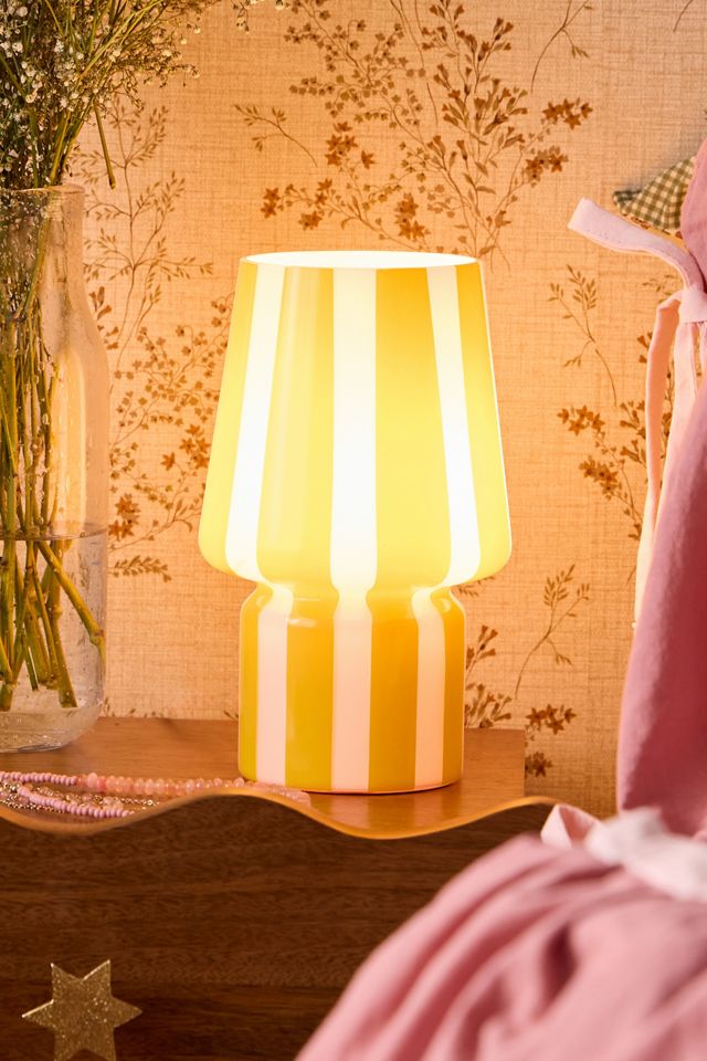 Petite Lampe en Verre à Rayures Vertes et Roses #1