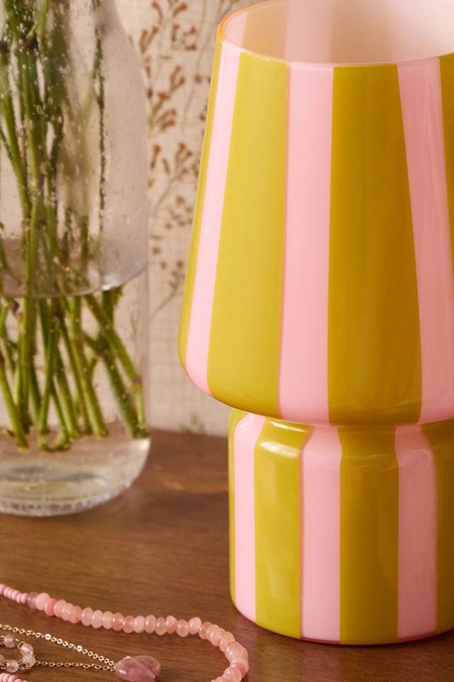 Petite Lampe en Verre à Rayures Vertes et Roses #2