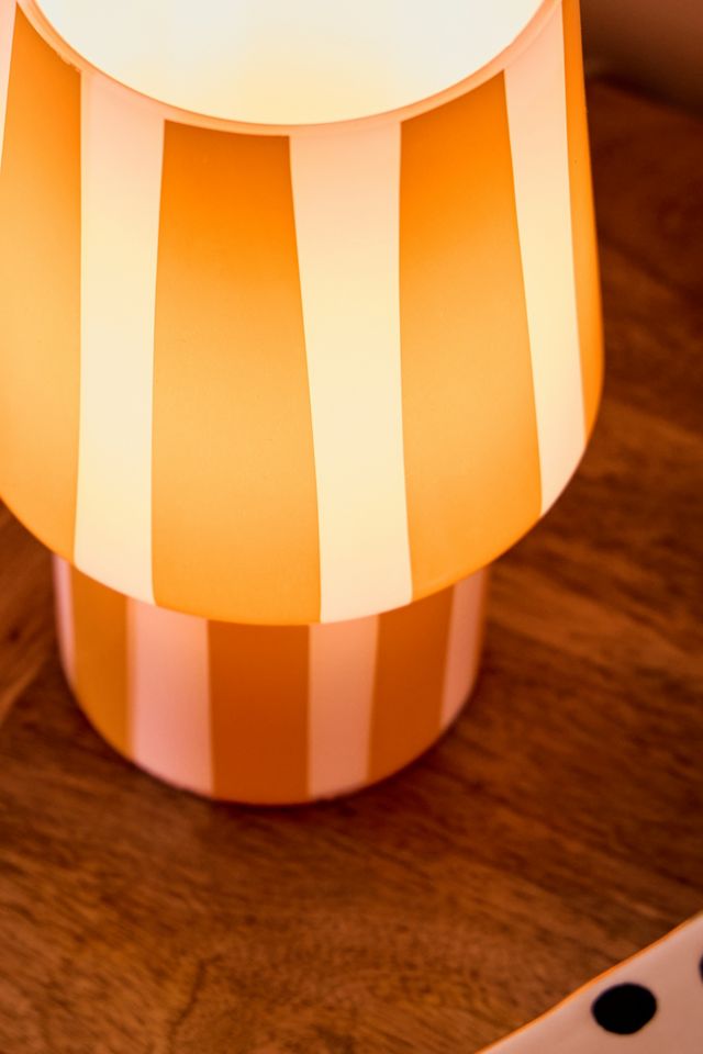 Petite lampe en verre à rayures orange et rose #2