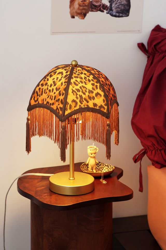 Lampe de Table Moderne à Pompons Imprimé Léopard #1