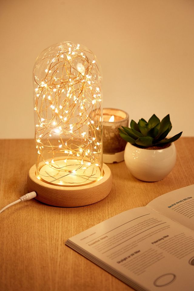 Amber Bright Fairy Light Cloche Lamp #1