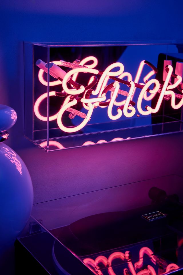 Pink "F*ck" Glas Neon Box Licht #1