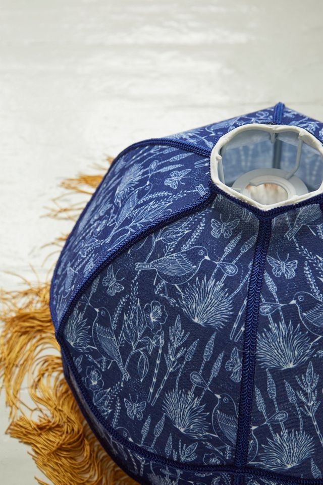 Grande blue bird fringe pendente light shade #3