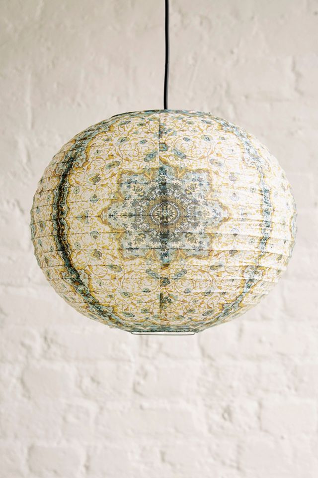 Abat-jour rond vintage en papier crème #1