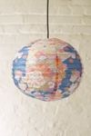 Petit Abat-jour Rond En Tissu Rayures Beige, Rouge, Or Et Bleu - Vintage