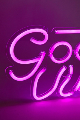 Winning Neon Luce 'Buone Vibes': Insegna Luminosa A LED 37x18 Cm, Alimentazione USB, Per Parete, Camera, Gaming