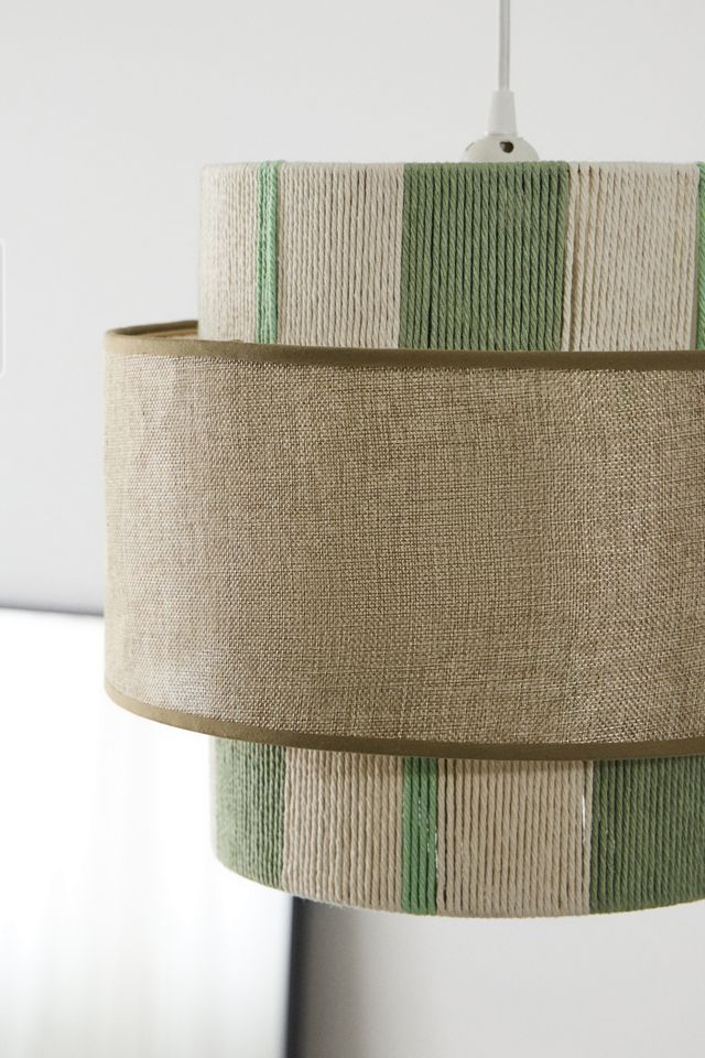 Sage Chunky Striped Lamp Shade #1