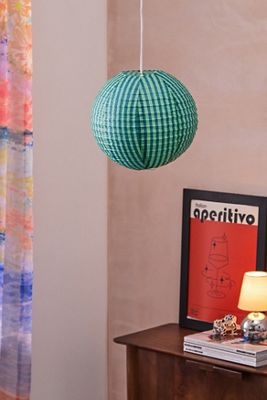Pantalla de Lámpara de Papel de Rayas Azules