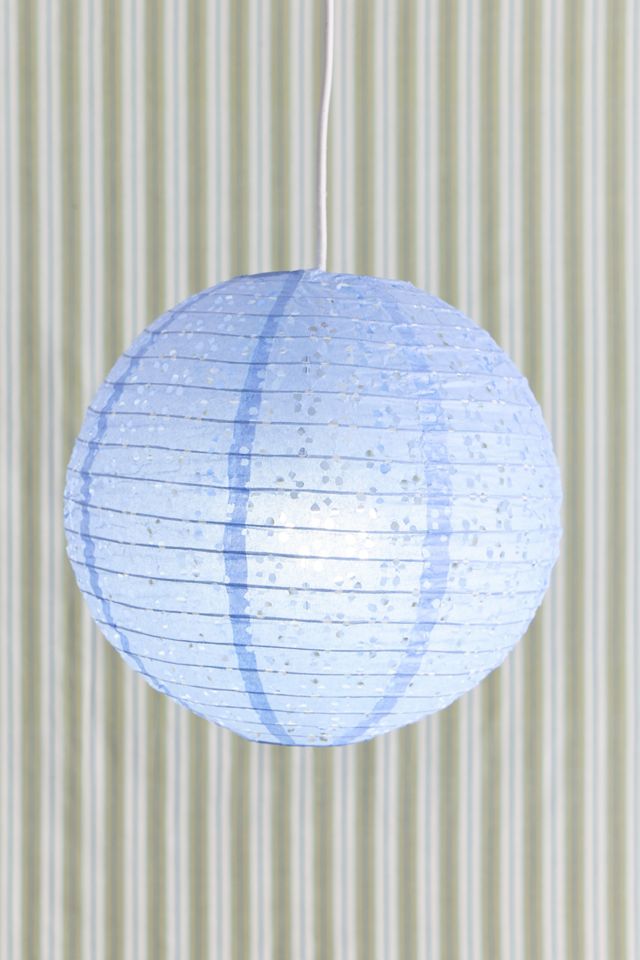 Blue Broderie Anglaise Paper Lamp Shade #1
