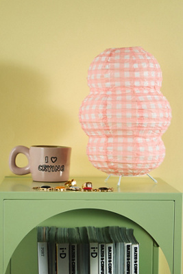 Gingham Paper Table Lamp - Pink ALL at Urban Outfitters
