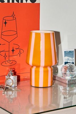 Senfgelb Gestreifte Kleine Glas Tischlampe