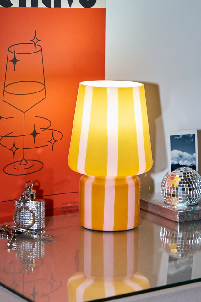 Mustard Stripe Little Glass Table Lamp #1