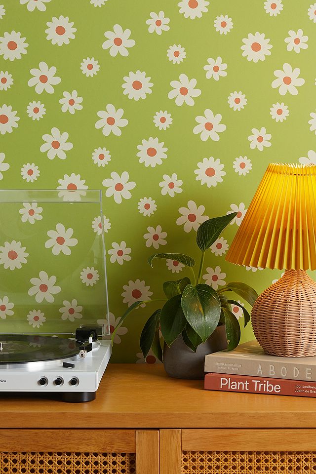 Green Daisy Removable Wallpaper | Urban Outfitters UK