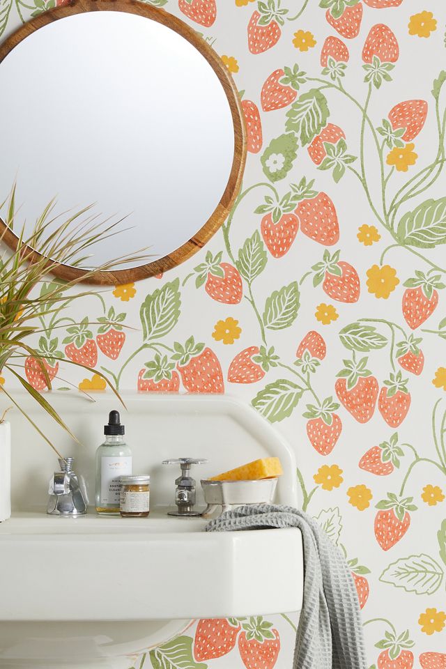 Strawberries Removable Wallpaper Urban Outfitters UK