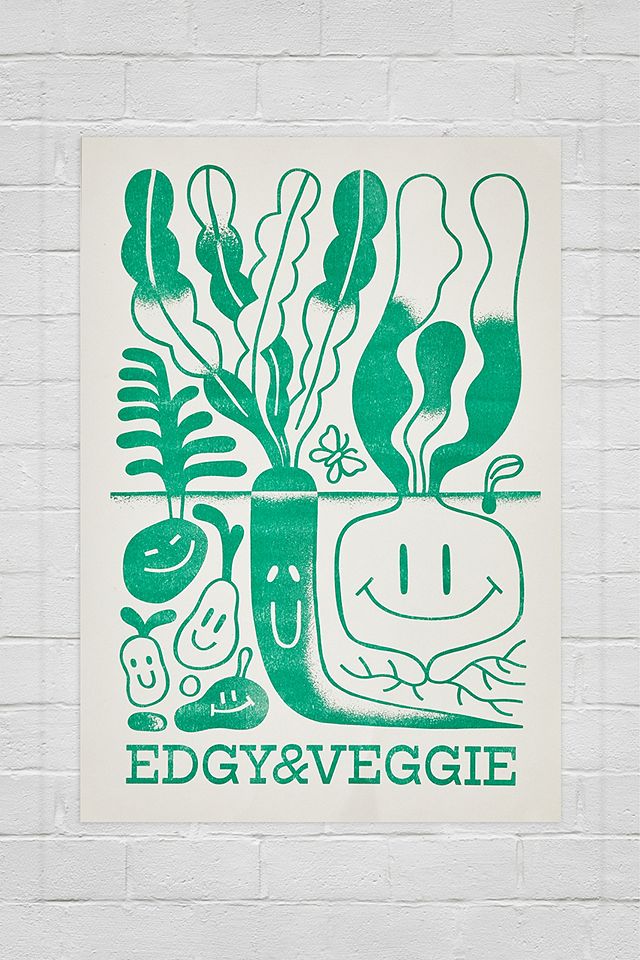 Edgy & Veggie Slogan Wall Art Print