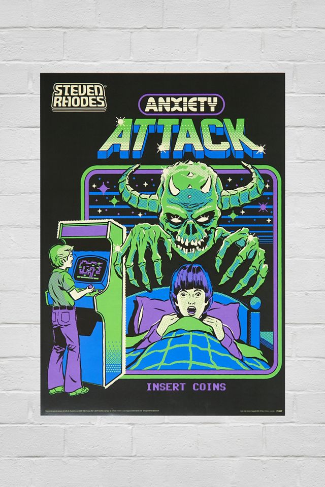 Steven Rhodes Anxiety Attack 30x40 Poster | Urban Outfitters UK