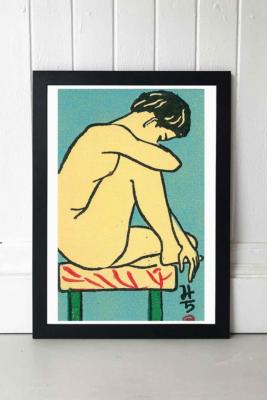 Contemplative Nude Matchbox Wall Art Print - Black 2 at Urban Outfitters
