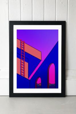 Hand Jazz Pink Dusk Wall Art Print - Black 2 at Urban Outfitters