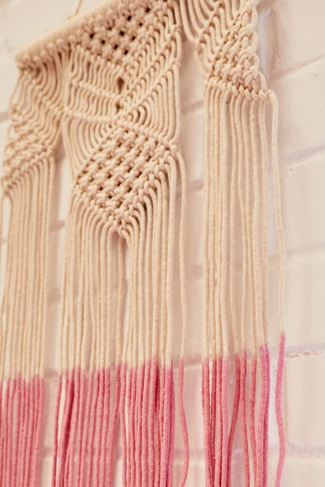 Macrame Rosa Dip-Dye Colgante de pared #1