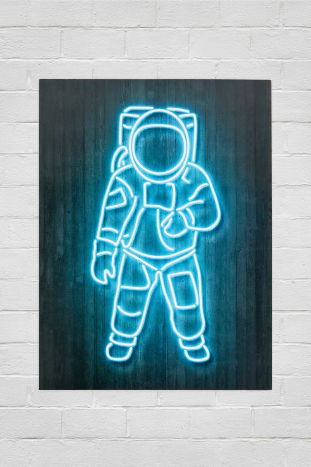Astronaut Neon Art Poster | Urban Outfitters UK