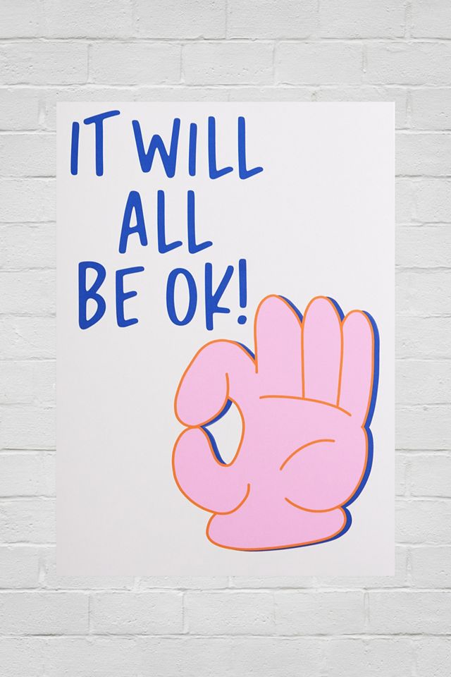Rosa Giraffe Es wird alles gut 30x40 Wandkunstdruck