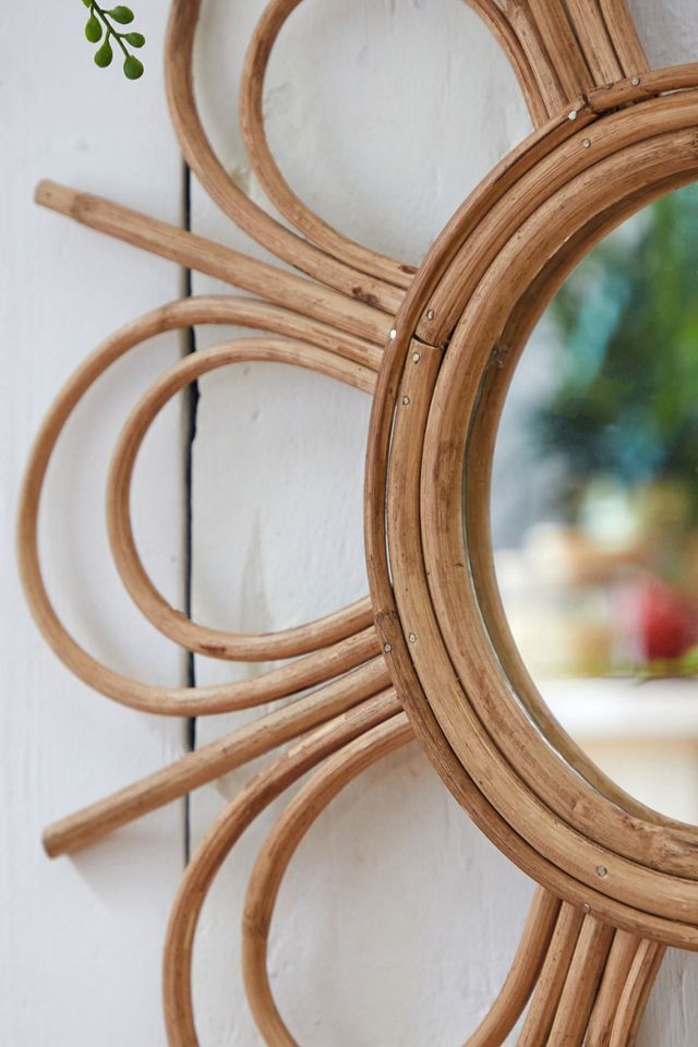 Wandspiegel aus Rattan im Sonnendesign  #1