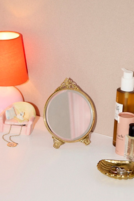 Antique Round Mirror - Gold ALL at Urban Outfitters
