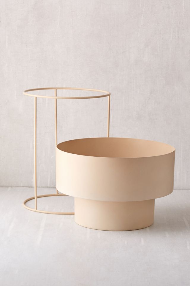 Noa Taupe Metal Planter + Stand #1