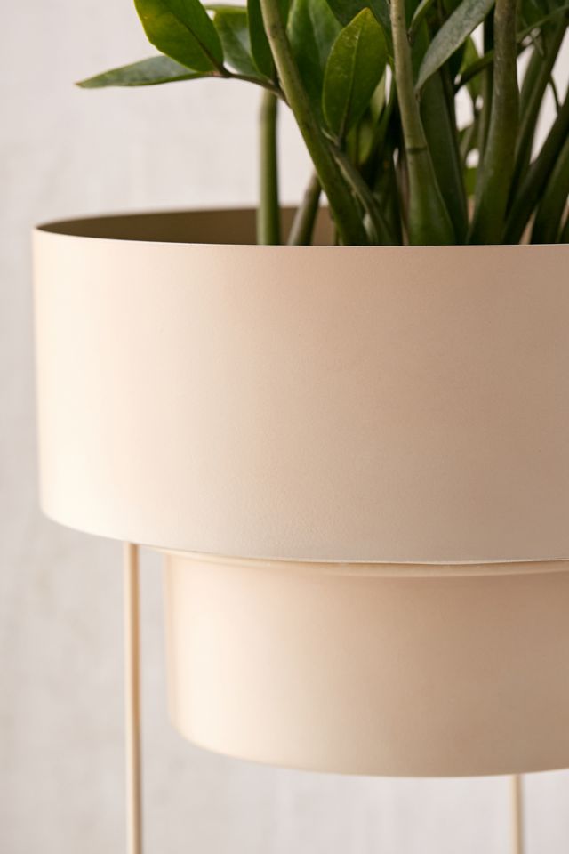 Noa Taupe Metal Planter + Stand #3