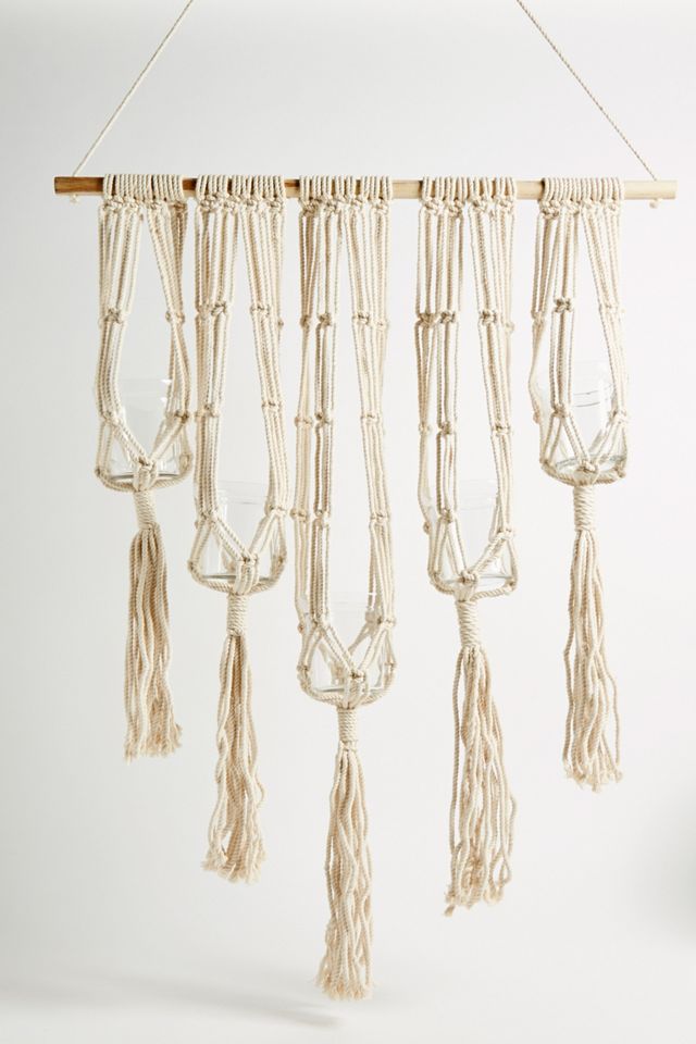 Multi-Pot Macramé Hanging Wall Planter #1