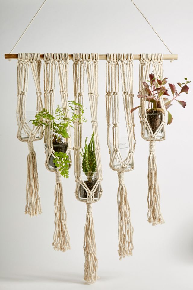 Multi-Pot Macramé Hanging Wall Planter #4