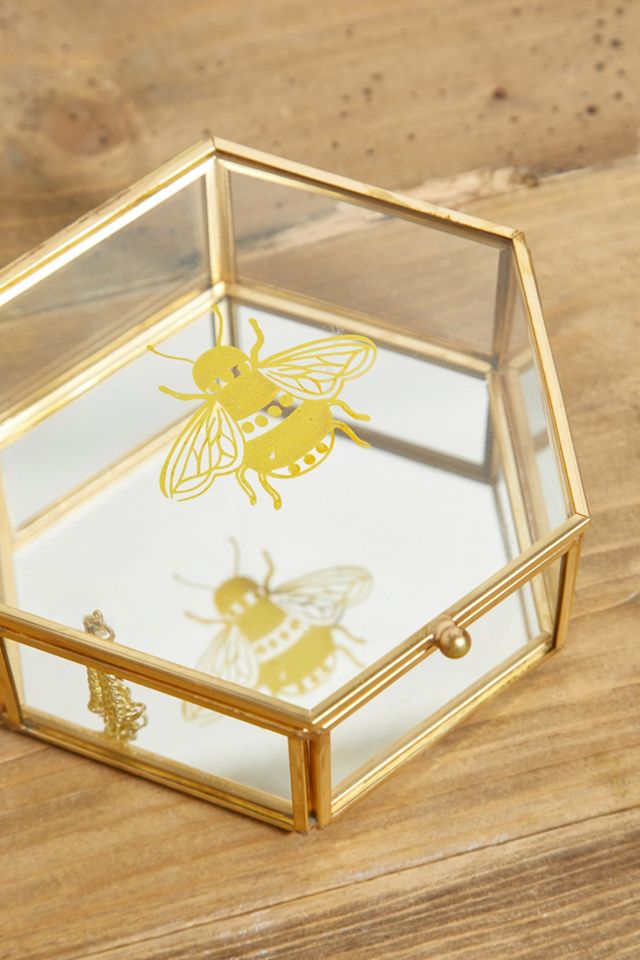 Boîte à bijoux en verre motif abeille #2