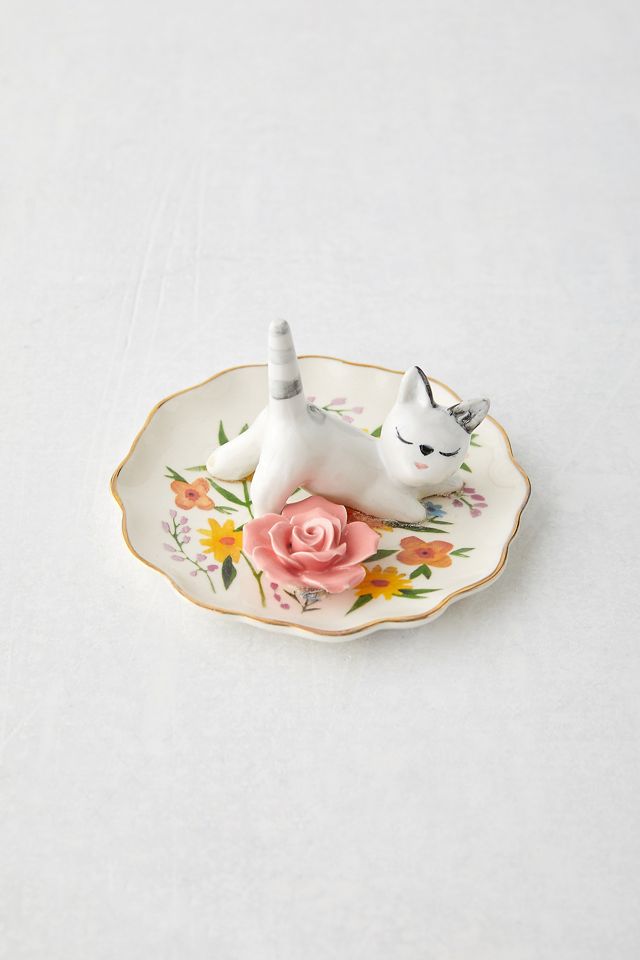 Floral Cat Ring Dish #1