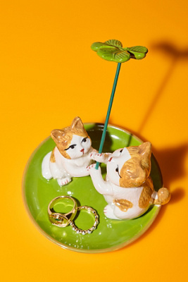 Clover Cats Ring Dish - Green ALL at Urban Outfitters
