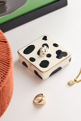Sleepy Cow Gilded Trinket Tray