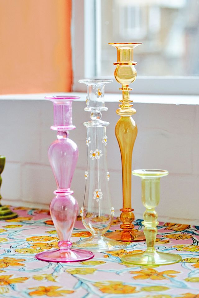 Bougeoir en verre vert citron #2