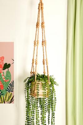 Beaded Macrame Hanging Pot | Urban Outfitters UK