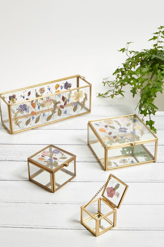Längliches Schmuckkästchen mit gepresstem Blumendesign. #2