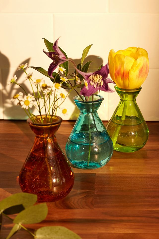 Vase en verre recyclé bleu  #1